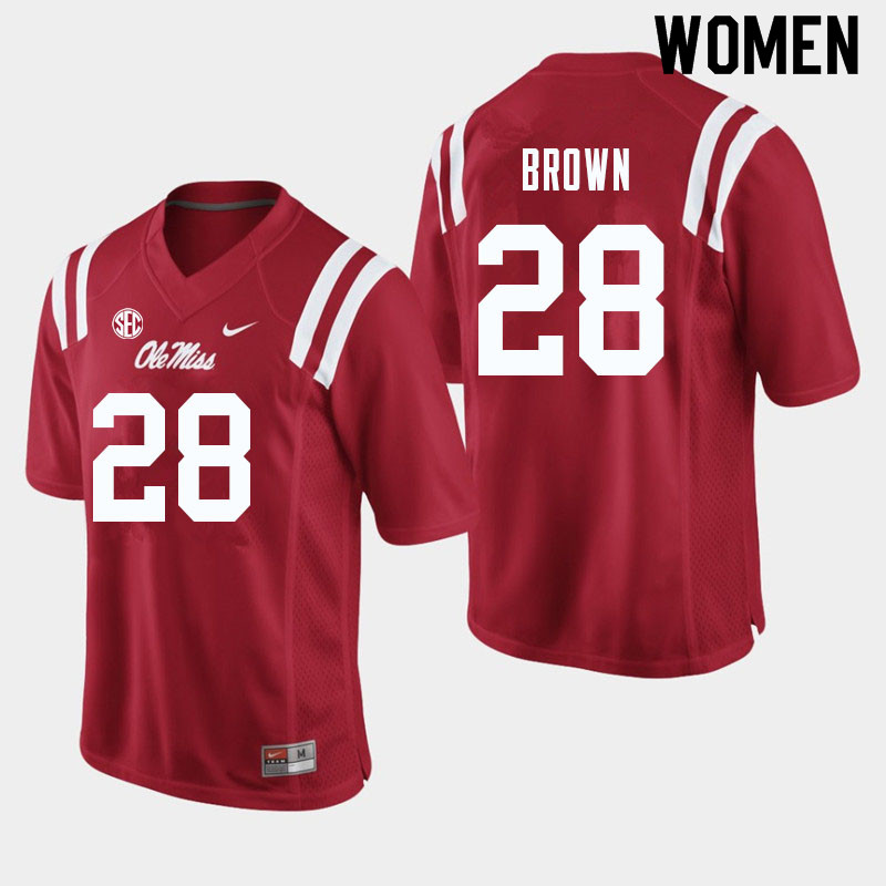 Markevious Brown Ole Miss Rebels NCAA Women's Red #28 Stitched Limited College Football Jersey AIH8758PG